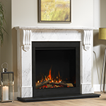 Solus VS75 electric fire with Kingston mantel in Carrara natural marble electric fire berkshire